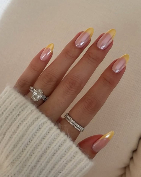 Glazed marigold French nails